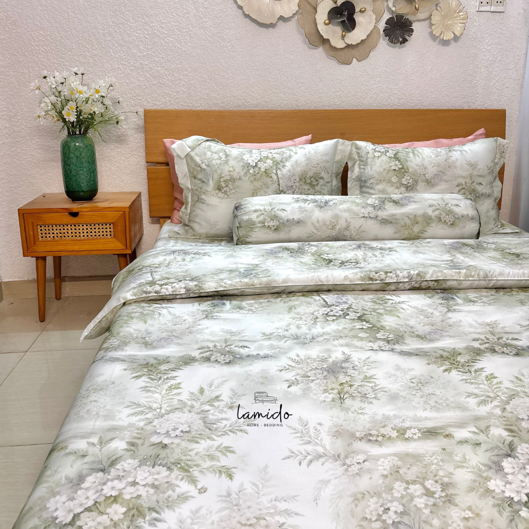 Chăn chần lụa tencel 80s Hoa Trà 3 Chăn chần lụa tencel 80s Hoa Trà - Image 3