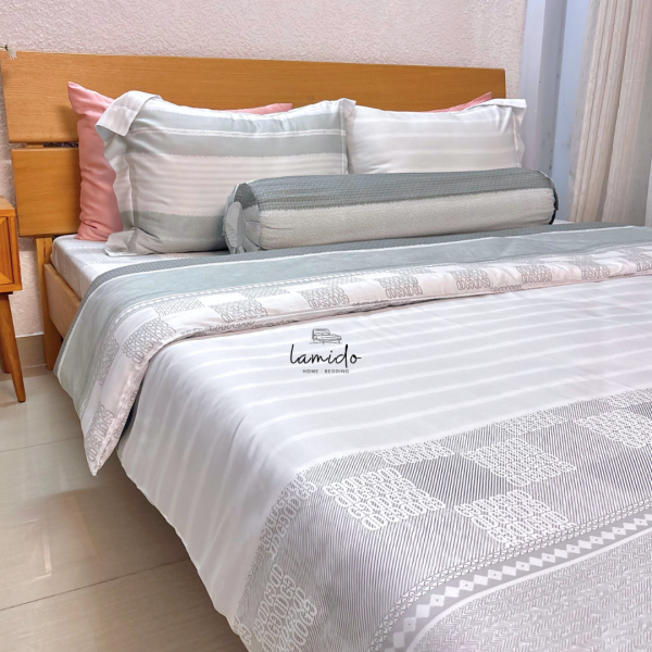 Chăn chần lụa tencel Sọc Xám Trắng 16 8 52