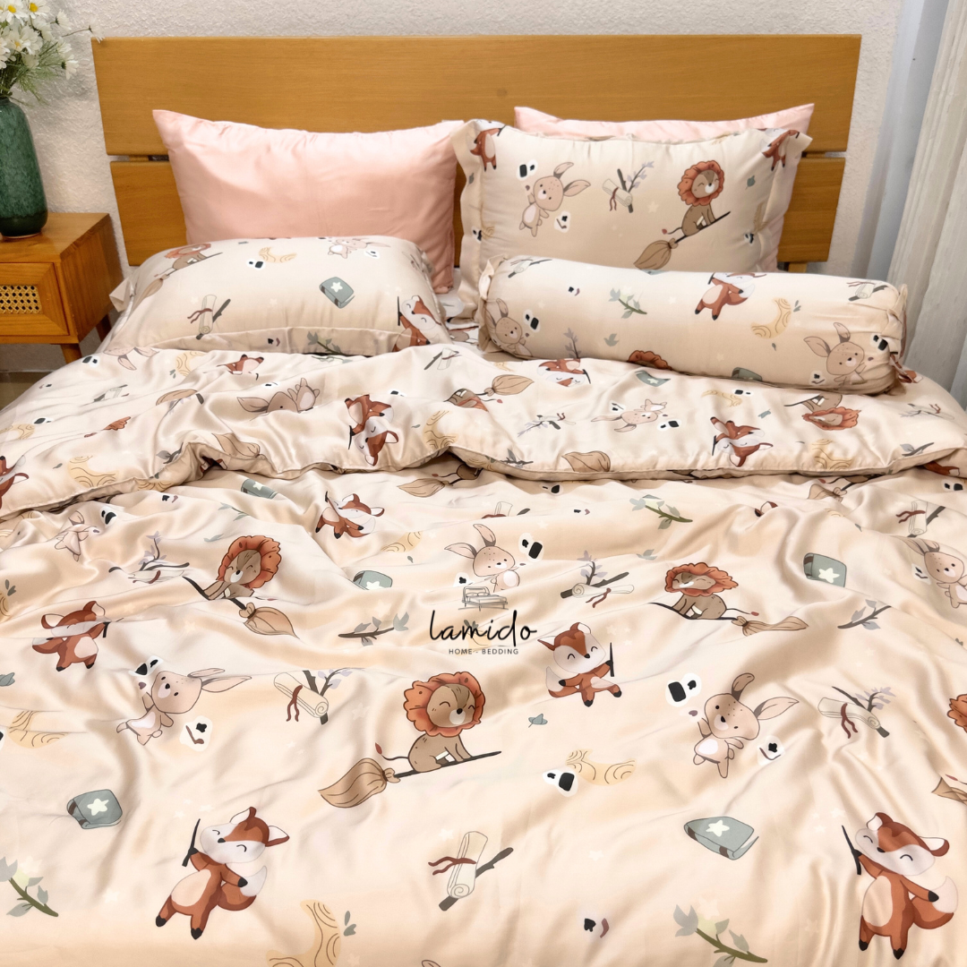 Ga trải giường lụa Tencel 80s Thỏ Sư Tử 7 Ga trải giường lụa Tencel 80s Thỏ Sư Tử - Image 7