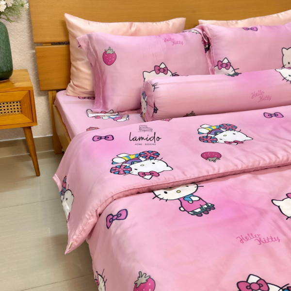 Bộ chăn ga gối 5 món tencel 80s Kitty 3 7 9 23