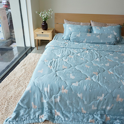 Bộ chăn ga gối 5 món lụa tencel Cừu hồng