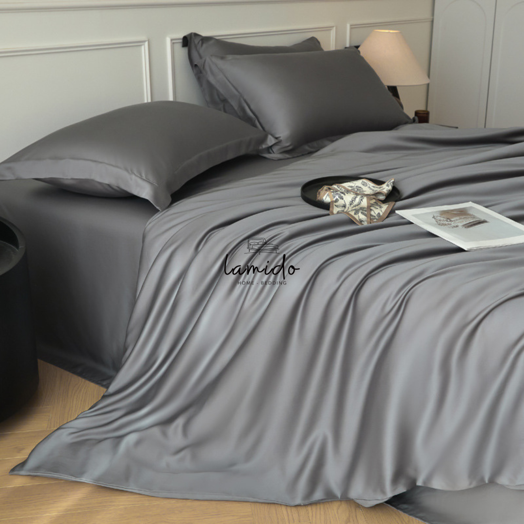 Bộ chăn ga gối 5 món lụa tencel 60s 1 Bộ chăn ga gối 5 món lụa tencel 60s