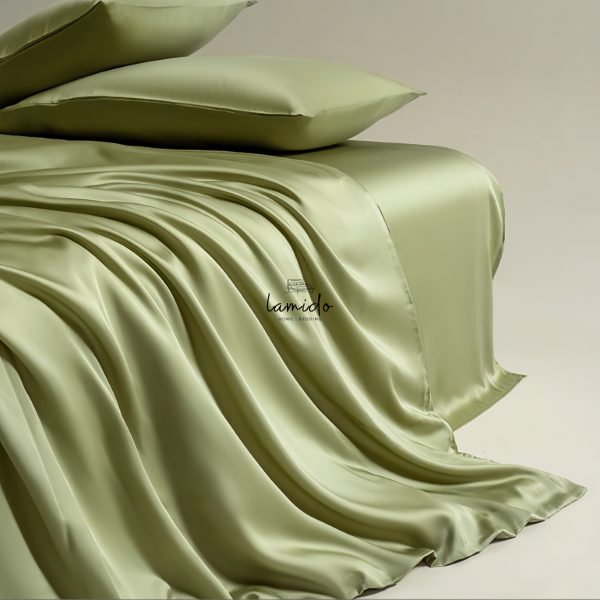 Bộ chăn ga gối 5 món lụa Tencel 60s Xanh Bơ