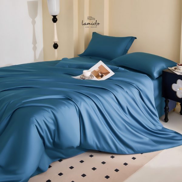 Chăn chần lụa tencel 60s Xanh Chàm