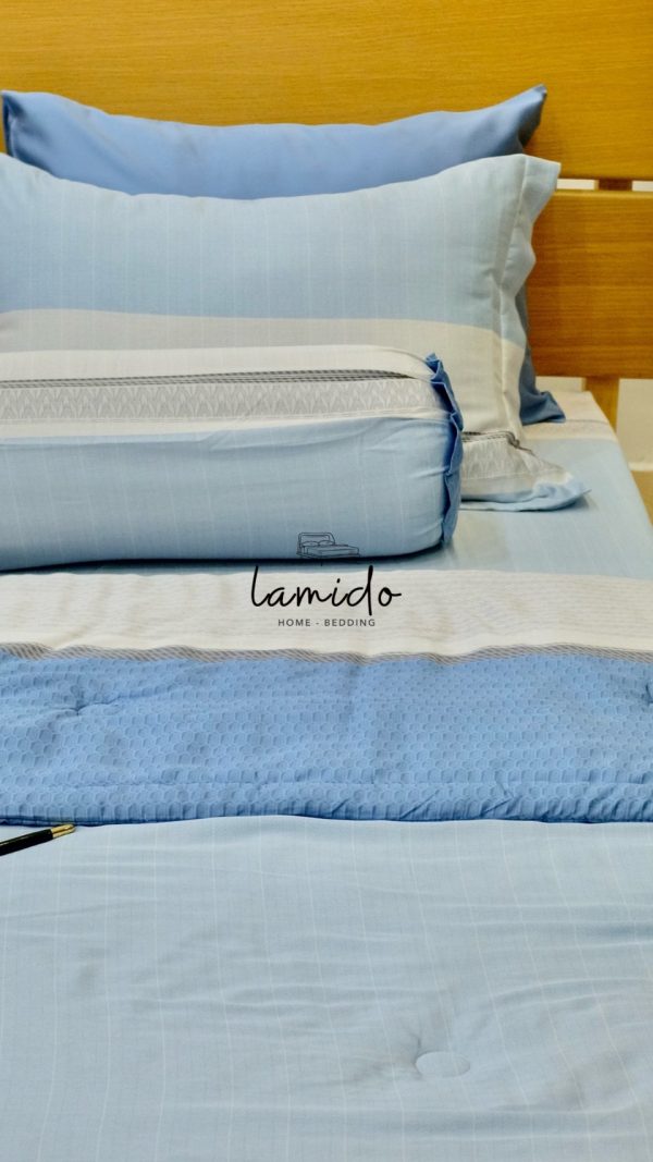 Ga trải giường lụa Tencel 80s Sọc Xanh - Image 2