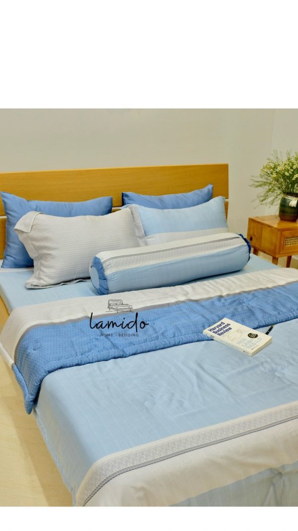 Ga trải giường lụa Tencel 80s Sọc Xanh