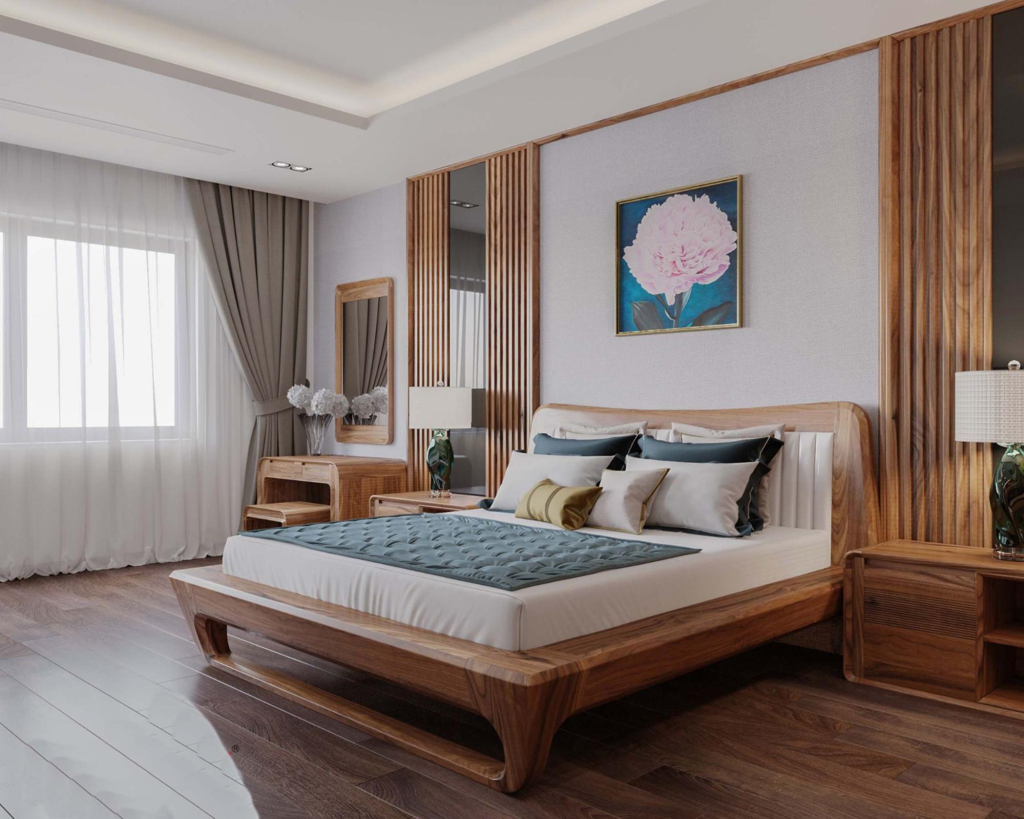 Giường gỗ tự nhiên
