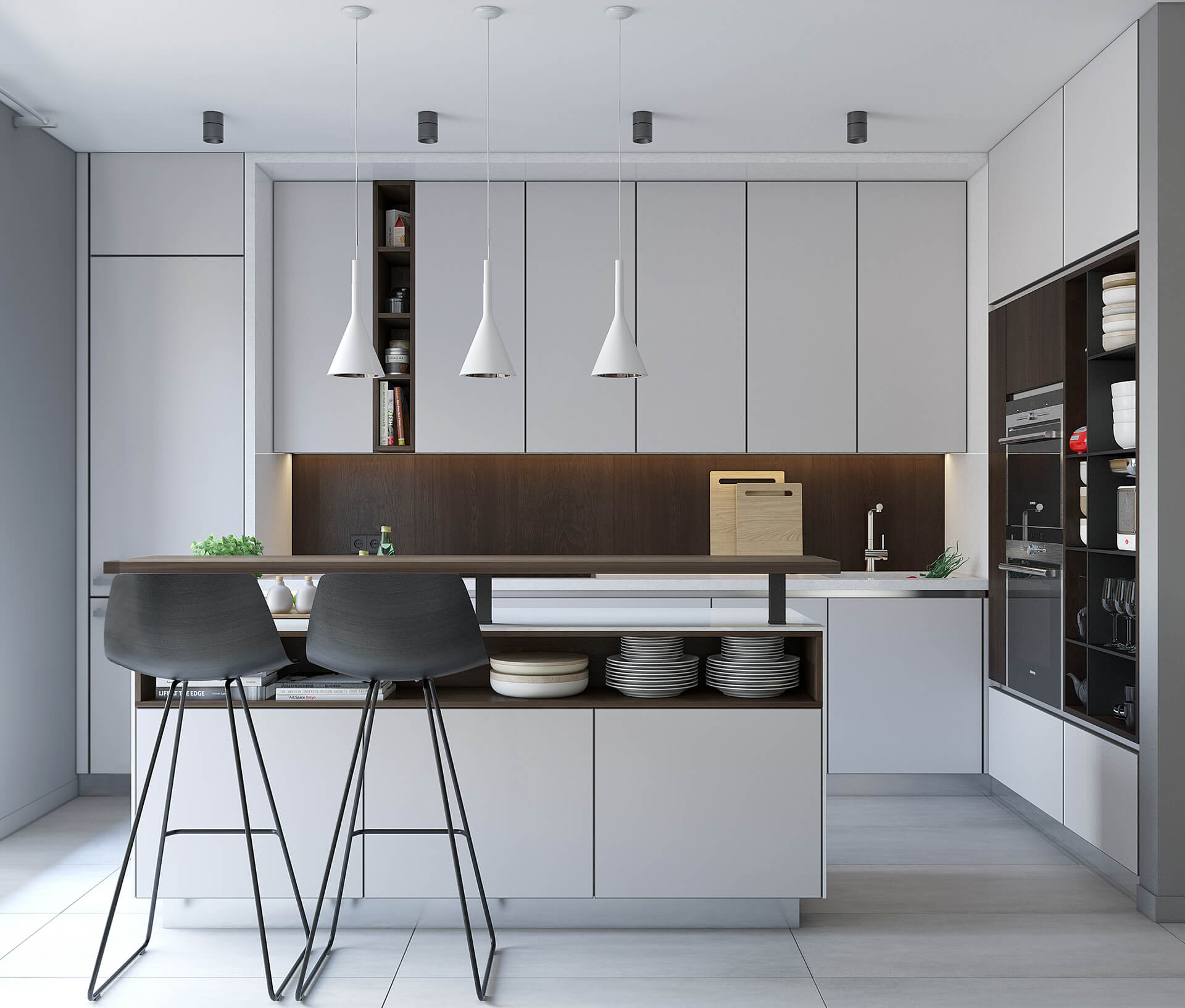 Tủ bếp phong cách tối giản