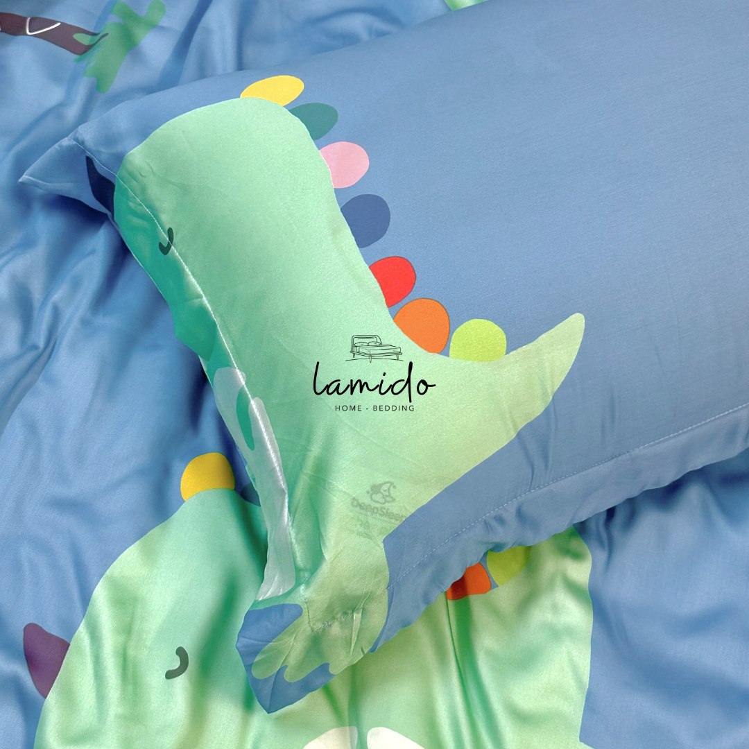 Bộ chăn ga gối 5 món Lụa Tencel Khủng Long 12 Bộ chăn ga gối 5 món Lụa Tencel Khủng Long - Image 12