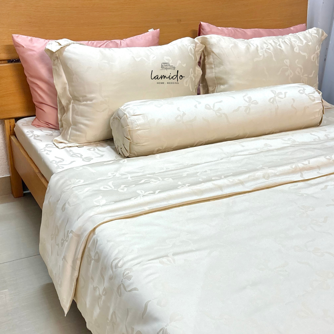 Bộ chăn ga gối 5 món Lụa Tencel 80s Be Nơ Dệt Kim 13 Bộ chăn ga gối 5 món Lụa Tencel 80s Be Nơ Dệt Kim - Image 13