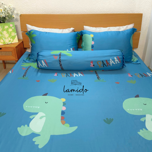 Bộ chăn ga gối 5 món Lụa Tencel Khủng Long 16 3 20