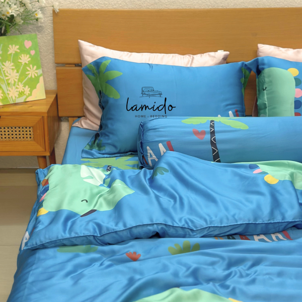 Bộ chăn ga gối 5 món Lụa Tencel Khủng Long 17 4 20