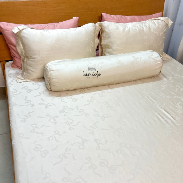 Bộ chăn ga gối 5 món Lụa Tencel 80s Be Nơ Dệt Kim 25 4 21