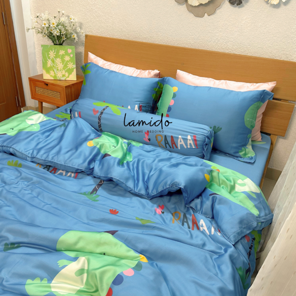 Bộ chăn ga gối 5 món Lụa Tencel Khủng Long 21 8 20