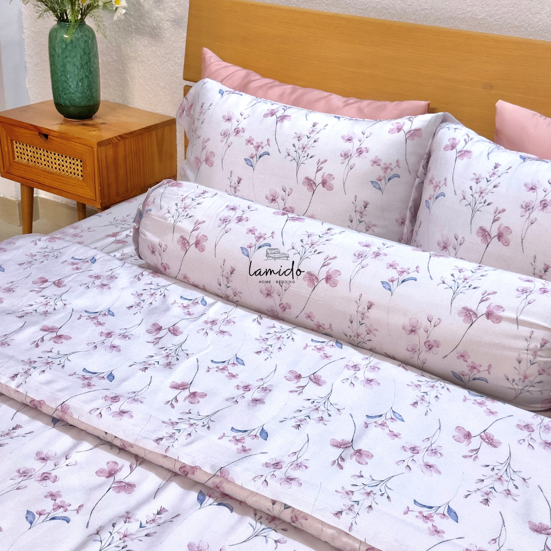 Bộ chăn ga gối 5 món Lụa Tencel 80s Hoa Nhí Tím 11 Bộ chăn ga gối 5 món Lụa Tencel 80s Hoa Nhí Tím - Image 11