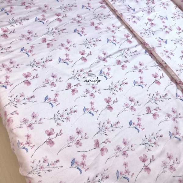 Bộ chăn ga gối 5 món Lụa Tencel 80s Hoa Nhí Tím 31 11 6