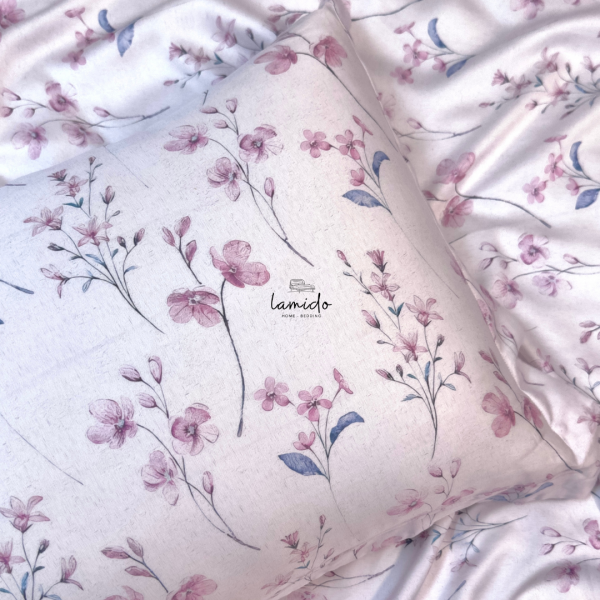 Bộ chăn ga gối 5 món Lụa Tencel 80s Hoa Nhí Tím 32 12 6