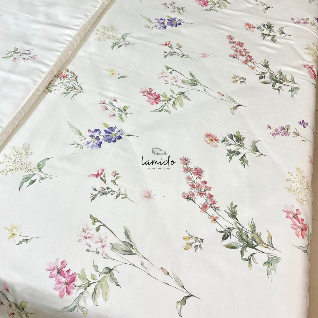 Bộ chăn ga gối 5 món Lụa Tencel 80s Bách Hoa Vàng 13 Bộ chăn ga gối 5 món Lụa Tencel 80s Bách Hoa Vàng - Image 13