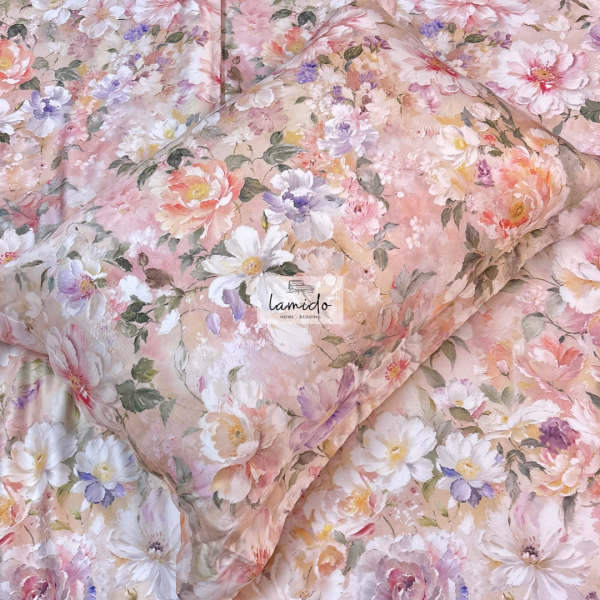 Vỏ gối nằm lụa tencel Hoa Hồng Cam 80s