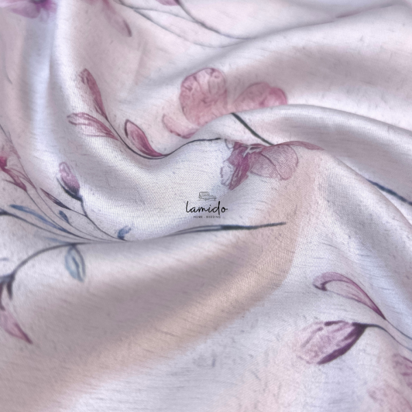 Bộ chăn ga gối 5 món Lụa Tencel 80s Hoa Nhí Tím 35 15 6