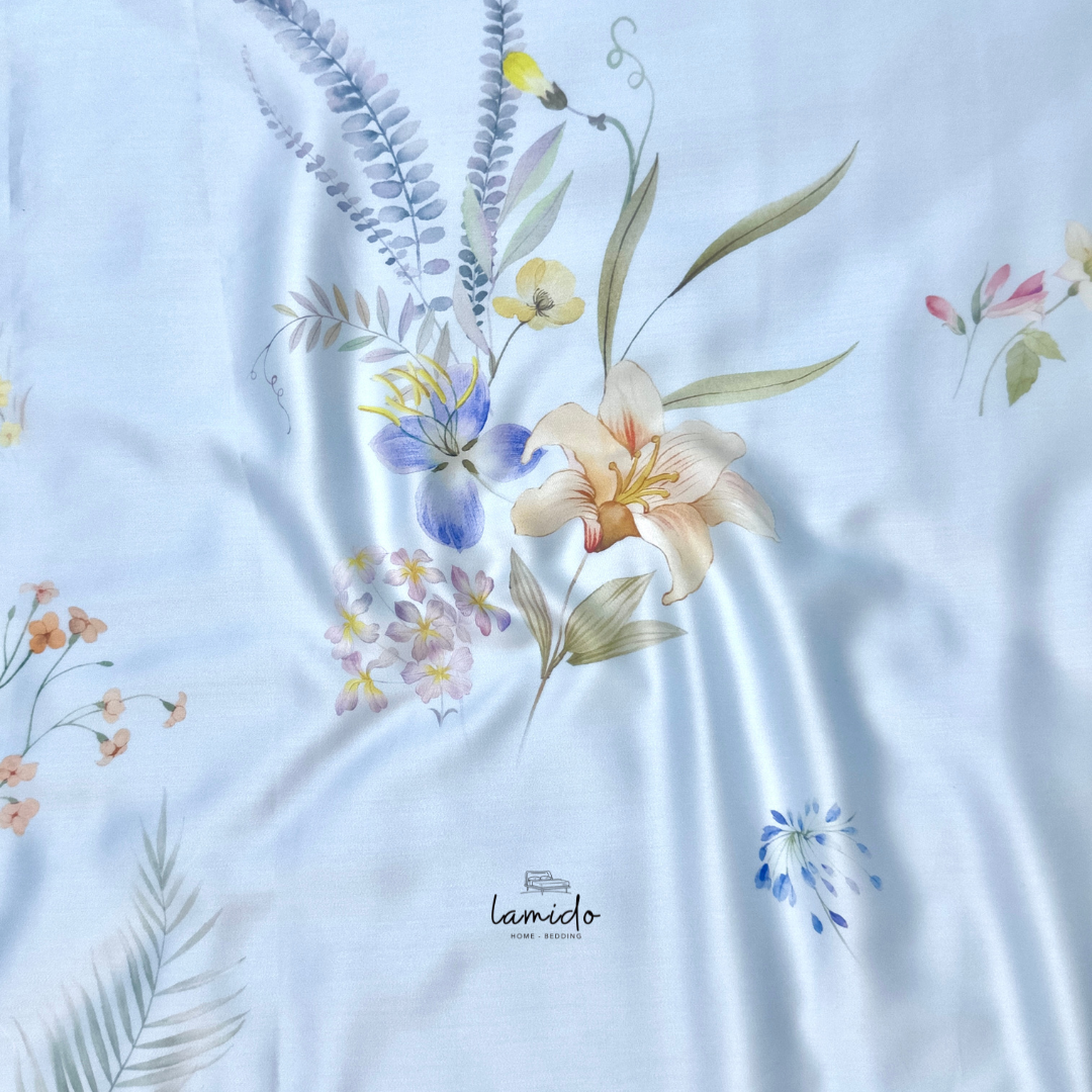 Bộ chăn ga gối 5 món Lụa Tencel 80s Hoa Xanh Sữa 16 Bộ chăn ga gối 5 món Lụa Tencel 80s Hoa Xanh Sữa - Image 16