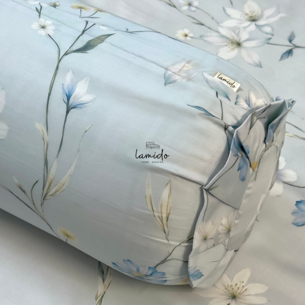 Bộ chăn ga gối 5 món Lụa Tencel 80s Bông Xanh Nhạt - Image 4