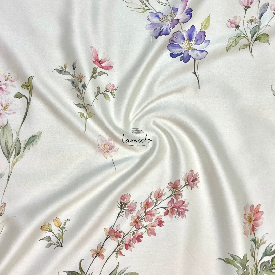 Bộ chăn ga gối 5 món Lụa Tencel 80s Bách Hoa Vàng 18 Bộ chăn ga gối 5 món Lụa Tencel 80s Bách Hoa Vàng - Image 18
