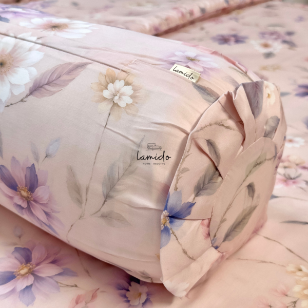 Bộ chăn ga gối 5 món Lụa Tencel 80s Hoa Hồng Phấn - Image 2