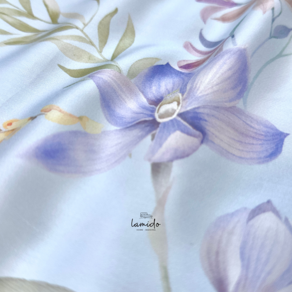 Bộ chăn ga gối 5 món Lụa Tencel 80s Hoa Xanh Sữa 37 18 5