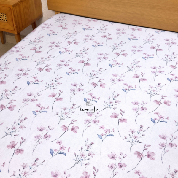 Bộ chăn ga gối 5 món Lụa Tencel 80s Hoa Nhí Tím 22 2 6
