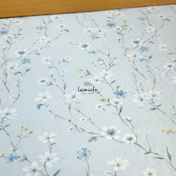 Ga trải giường lụa Tencel 80s Bông Xanh Nhạt - Image 3