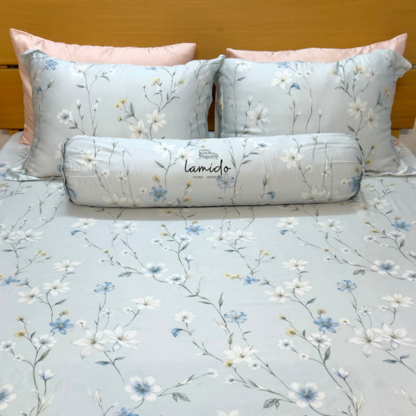 Ga trải giường lụa Tencel 80s Bông Xanh Nhạt - Image 4