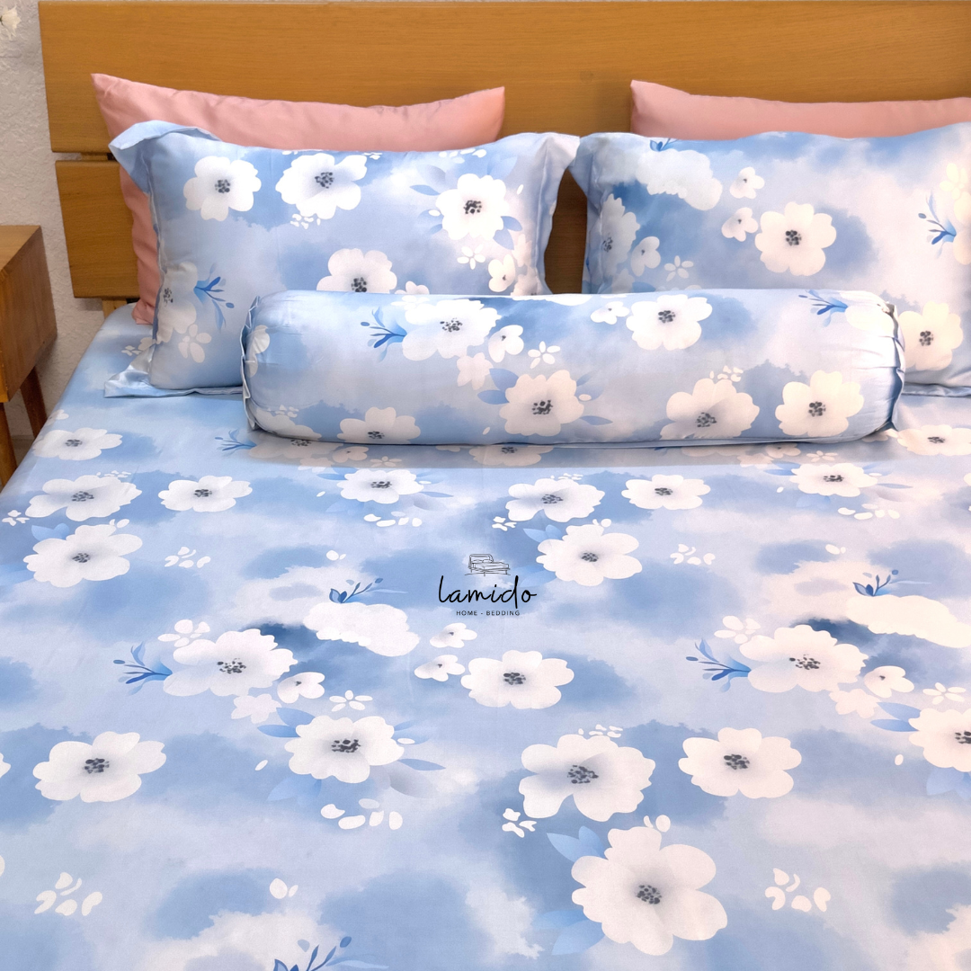 Ga trải giường lụa tencel 80s Bông Xanh 5 Ga trải giường lụa tencel 80s Bông Xanh - Image 5