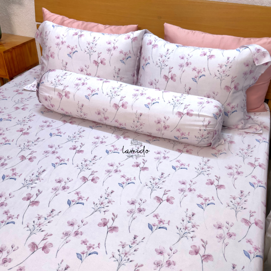 Bộ chăn ga gối 5 món Lụa Tencel 80s Hoa Nhí Tím 5 Bộ chăn ga gối 5 món Lụa Tencel 80s Hoa Nhí Tím - Image 5