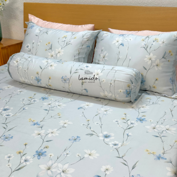 Ga trải giường lụa Tencel 80s Bông Xanh Nhạt - Image 5