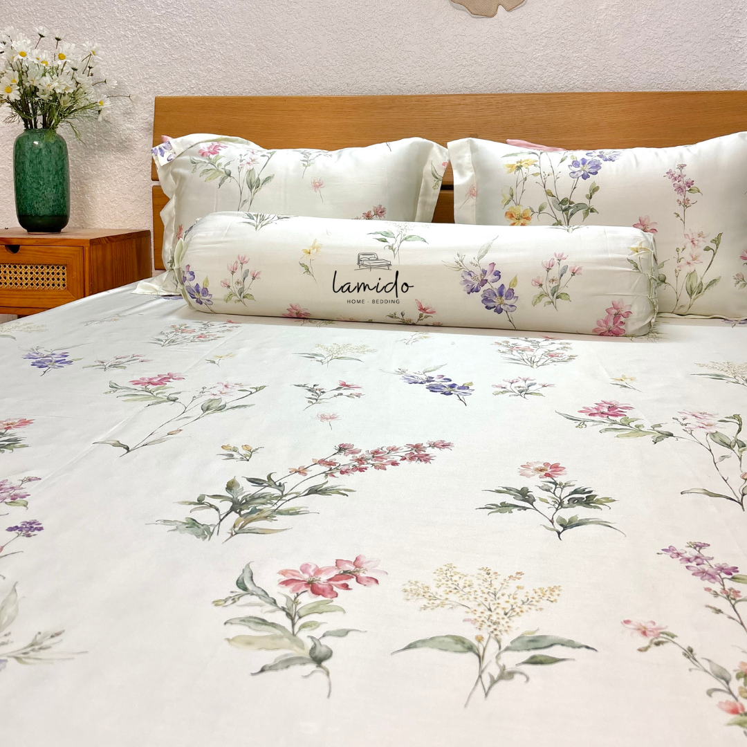 Bộ chăn ga gối 5 món Lụa Tencel 80s Bách Hoa Vàng 5 Bộ chăn ga gối 5 món Lụa Tencel 80s Bách Hoa Vàng - Image 5