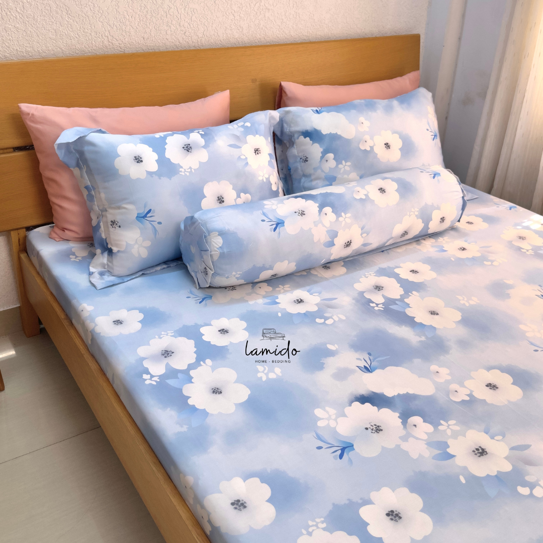 Ga trải giường lụa tencel 80s Bông Xanh 6 Ga trải giường lụa tencel 80s Bông Xanh - Image 6