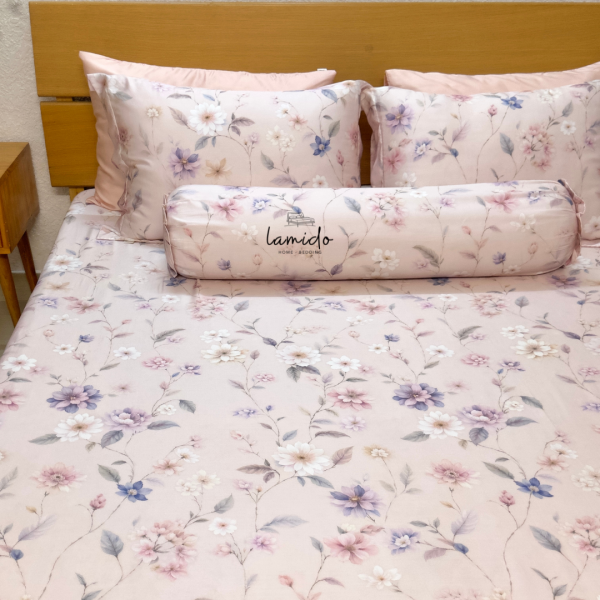 Bộ chăn ga gối 5 món Lụa Tencel 80s Hoa Hồng Phấn - Image 16
