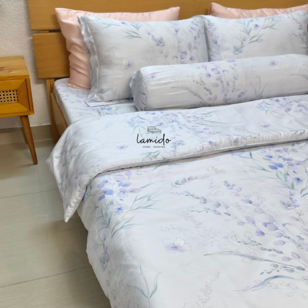 Bộ chăn ga gối 5 món Lụa Tencel 80s Hoa Bướm