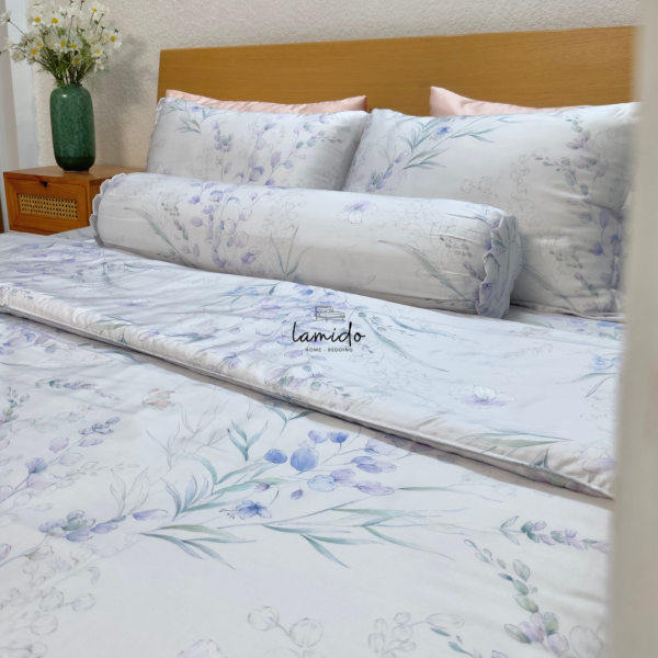 Bộ chăn ga gối 5 món Lụa Tencel 80s Hoa Bướm - Image 12