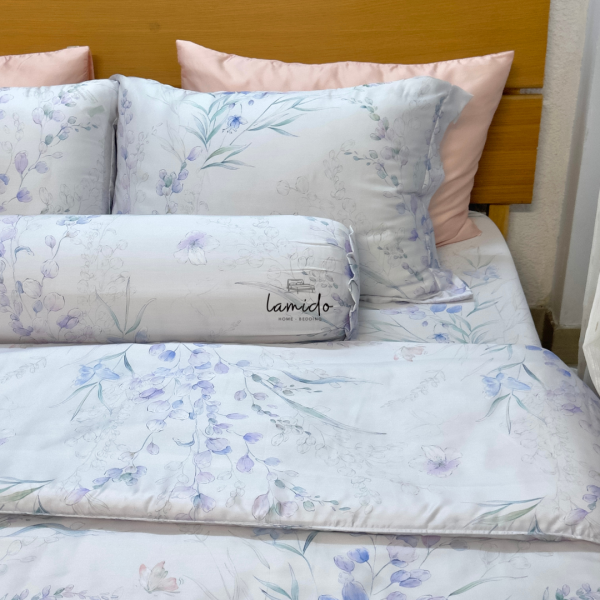 Bộ chăn ga gối 5 món Lụa Tencel 80s Hoa Bướm - Image 11