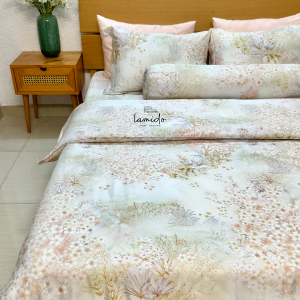 Bộ chăn ga gối 5 món Lụa Tencel 80s Hoa Cam - Image 10