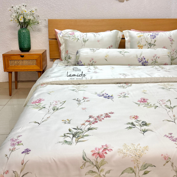 Bộ chăn ga gối 5 món Lụa Tencel 80s Bách Hoa Vàng 29 9 9